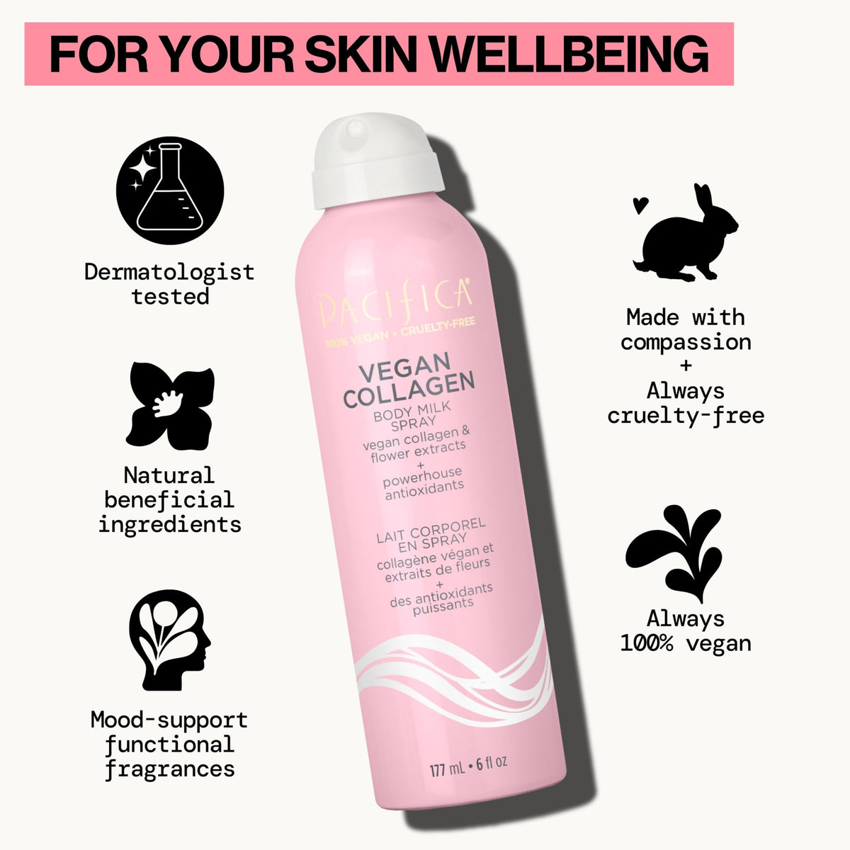 Pacifica Spray Lotion Body Milk bottle side view