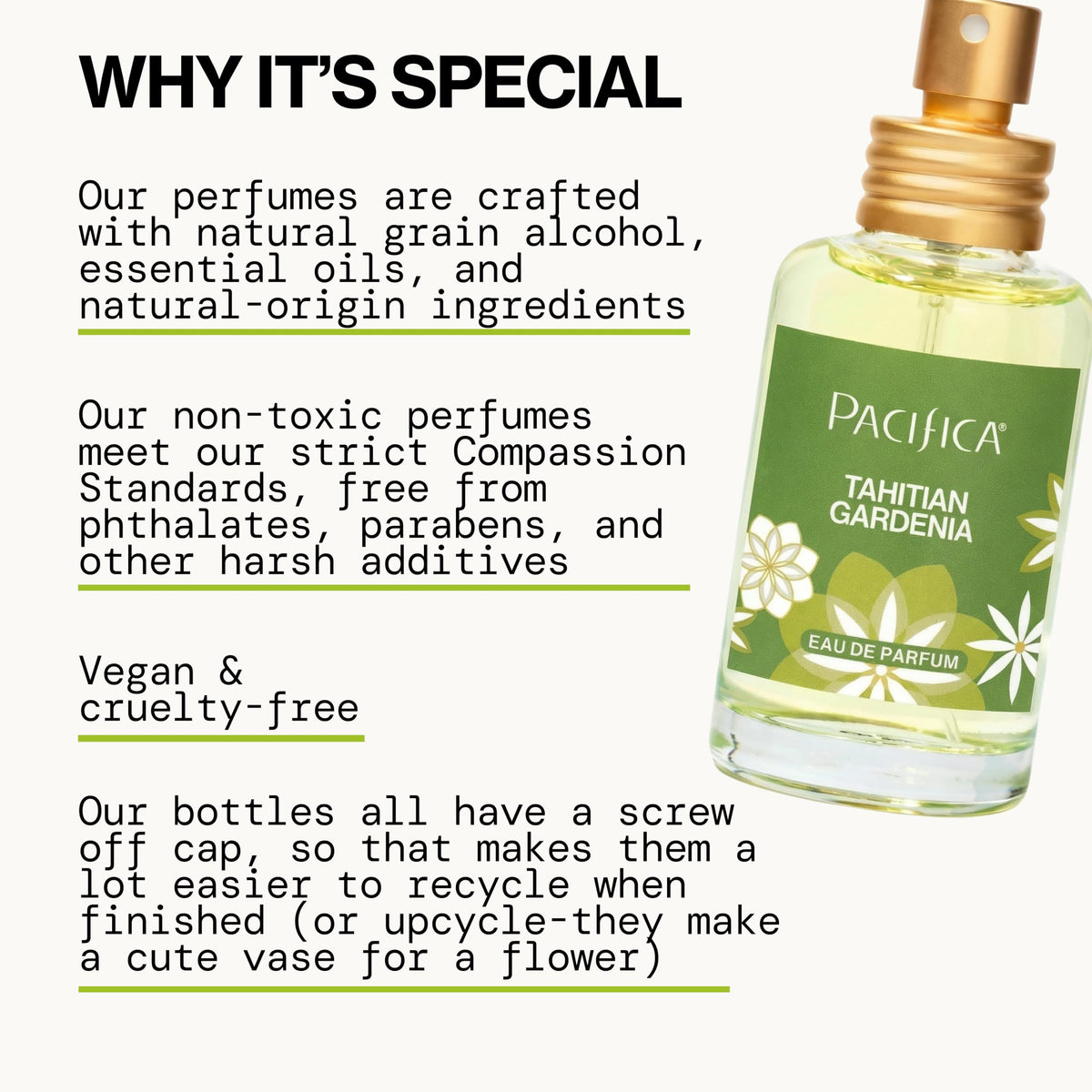 Pacifica Tahitian Gardenia Perfume Spray 1oz bottle with floral background