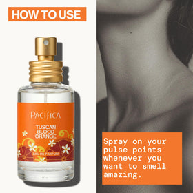 Pacifica Tuscan Blood Orange Perfume Spray in a garden setting