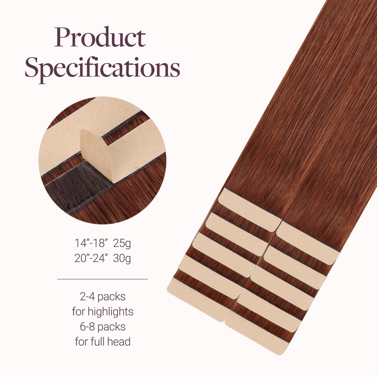 Pack of GOO GOO Tape in Hair Extensions 10 pieces #33B