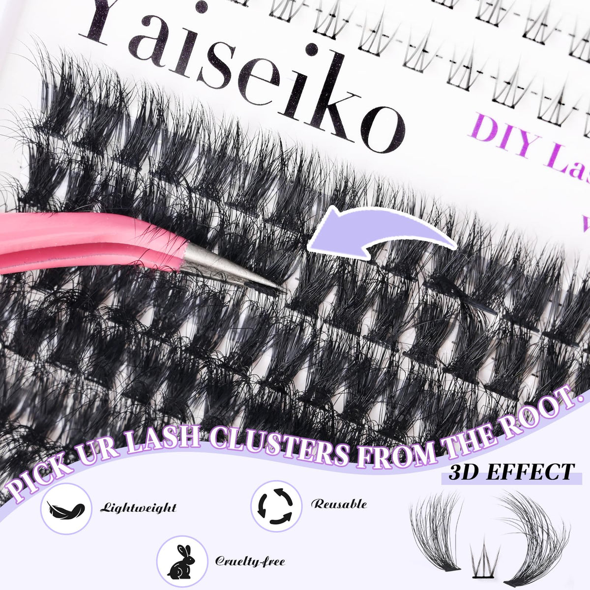 Pack of Yaiseiko lash clusters with 294 pieces