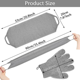 Package of Anezus exfoliating back scrubber and gloves set