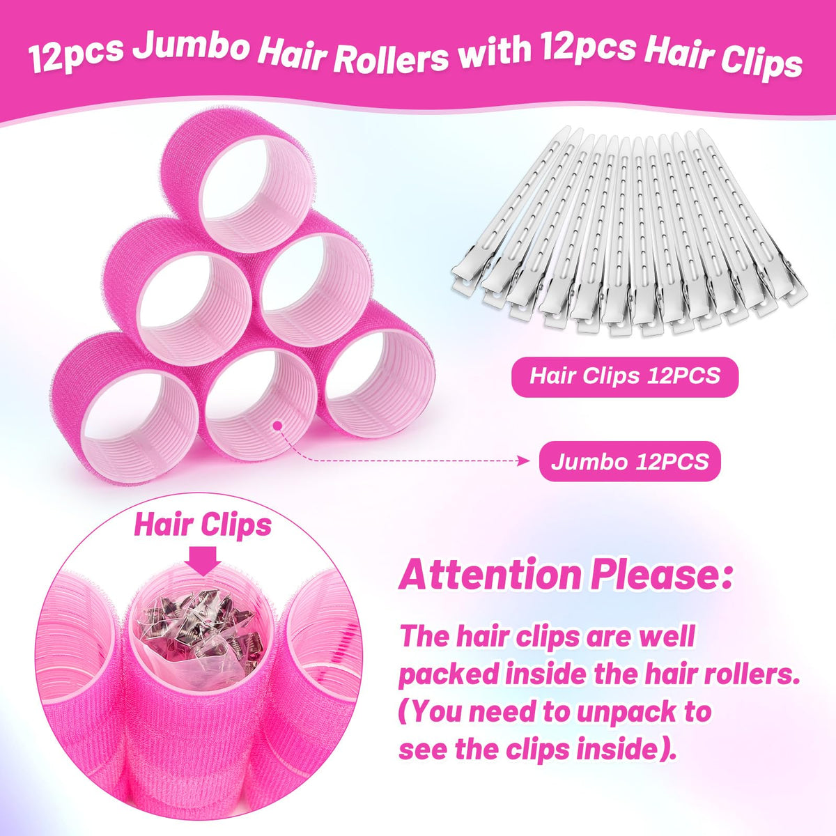 Packaging of Acejoz Jumbo Hair Rollers set