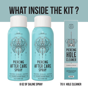 Packaging of BASE LABORATORIES Piercing Aftercare Saline Spray Kit