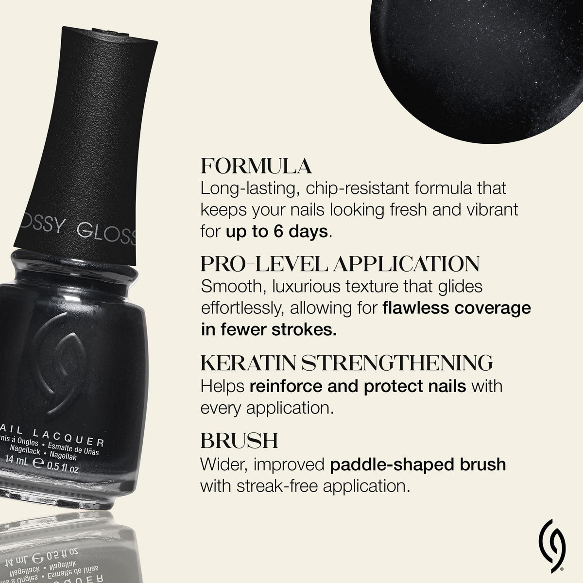 Packaging of China Glaze Black Diamond Nail Lacquer