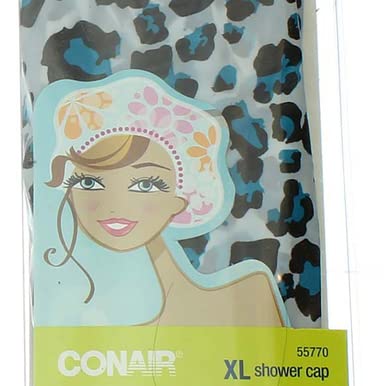 Packaging of Conair Printed XL Shower Cap on display