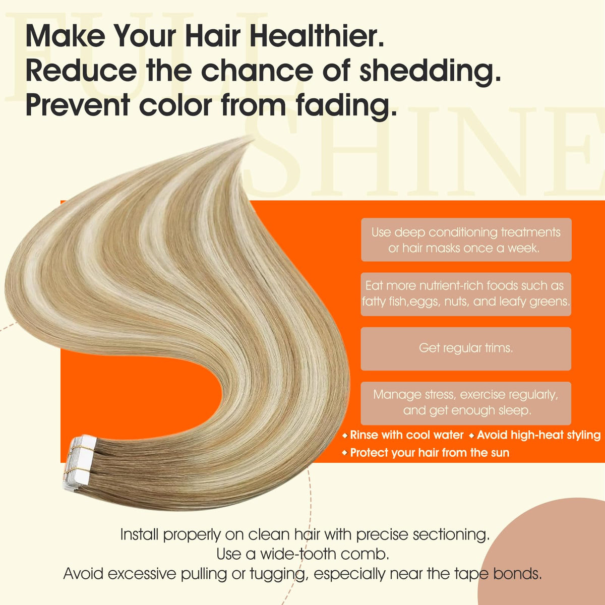 Packaging of Full Shine Hair Extensions