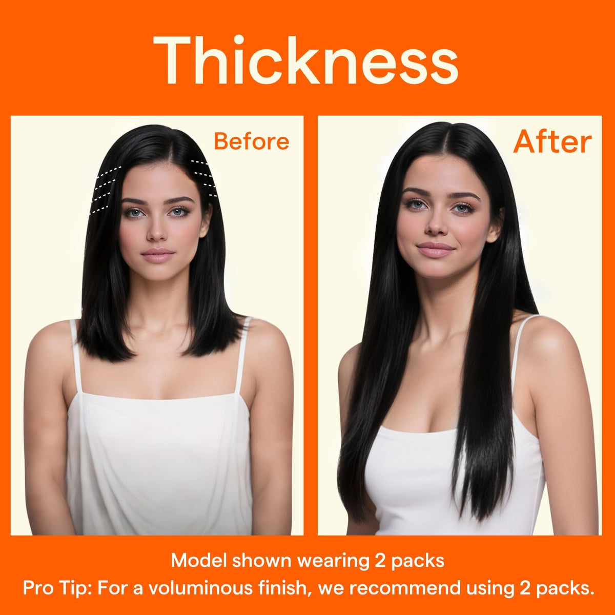 Packaging of Full Shine Jet Black Hair Extensions