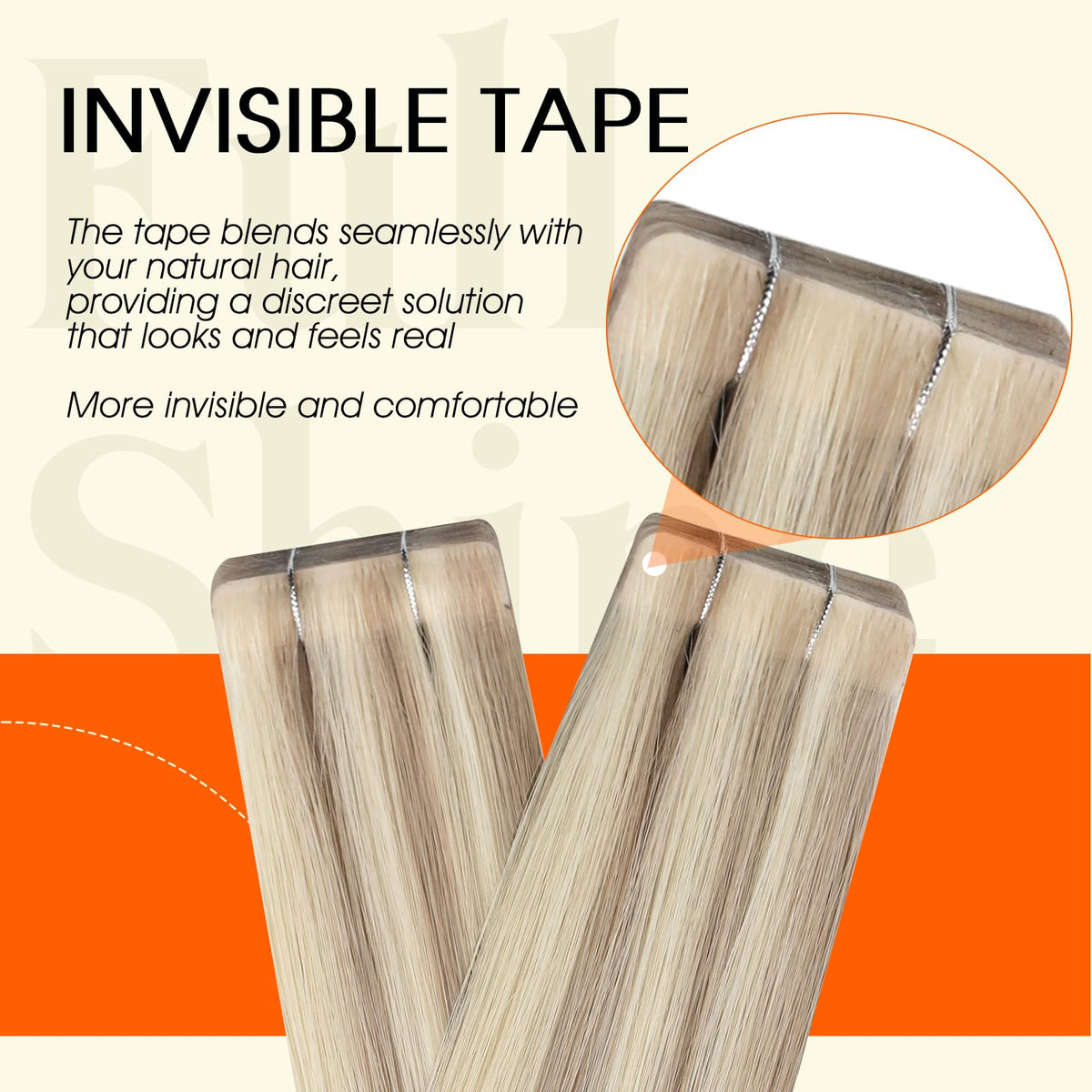 Packaging of Full Shine Tape In Hair Extensions Ash Blonde