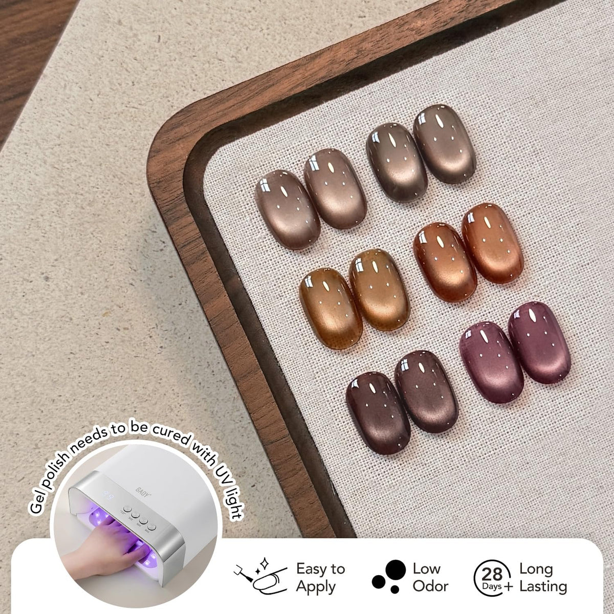 Packaging of GAOY Brown Cat Eye Gel Nail Polish Kit