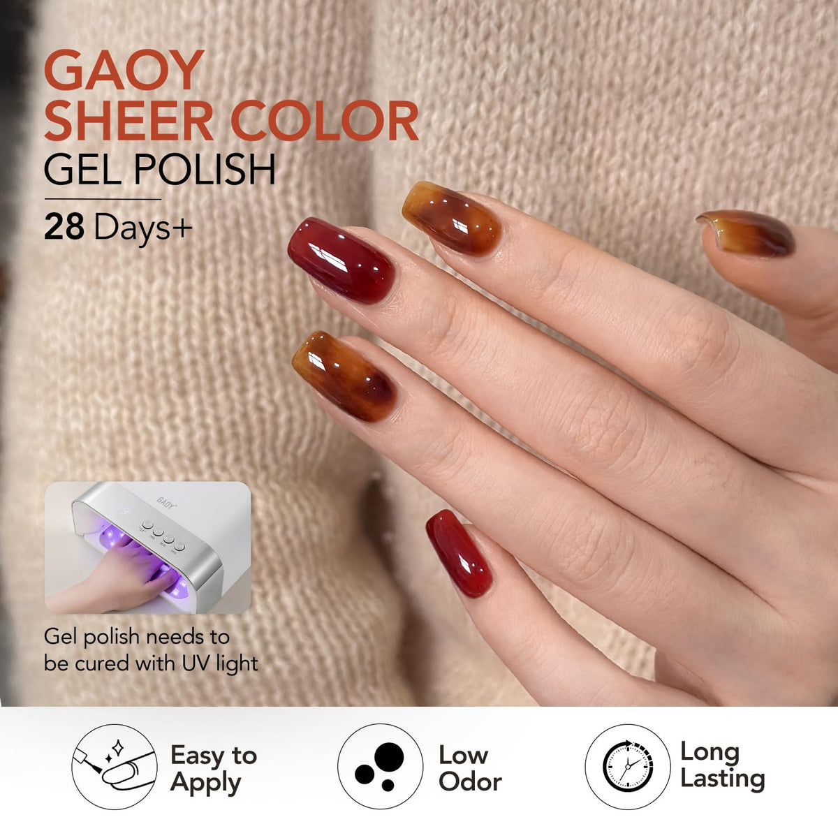 Packaging of GAOY Jelly Brown Tortoise Gel Nail Polish Set