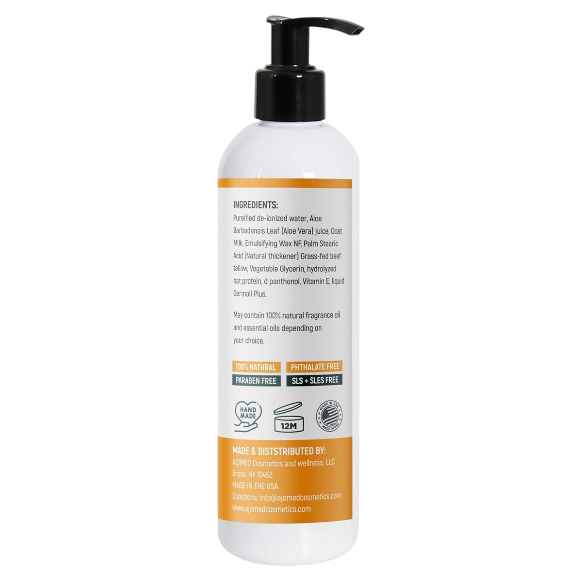 Packaging of Generic Tallow & Goat Milk Body Lotion 12 OZ