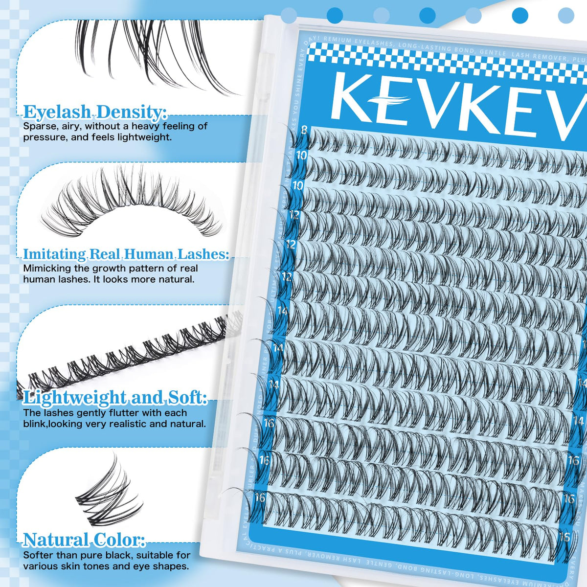 Packaging of KevKev Wispy Lash Clusters Kit