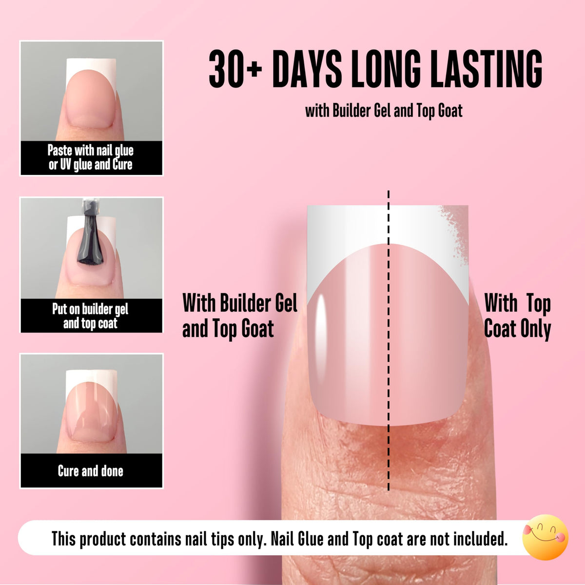 Packaging of NOVO OVO Short Sharp Square French Tip Nail Tips