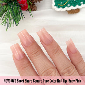 Packaging of NOVO OVO Short Square Nail Tips Baby Pink