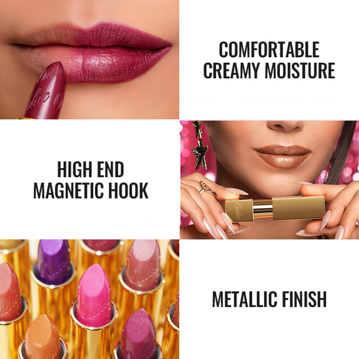 Packaging of Oulac Red Lipstick & Lipliner Set on a vanity