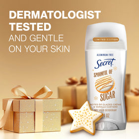 Packaging of Secret Holiday Aluminum Free Deodorant