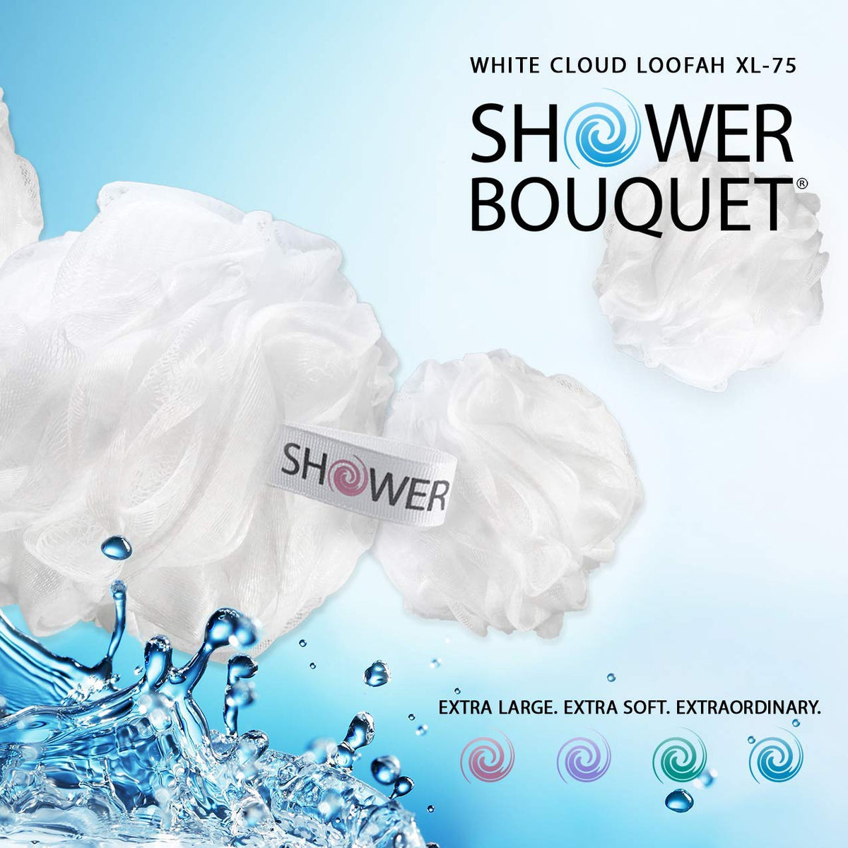 Packaging of Shower Bouquet Loofah 4-Pack with product details