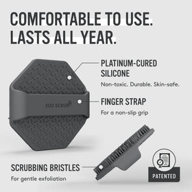Packaging of Sud Scrub Antimicrobial Silicone Face Scrubber