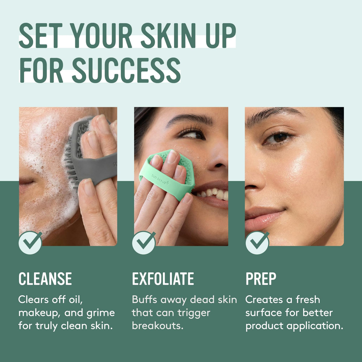 Packaging of Sud Scrub Antimicrobial Silicone Face Scrubber
