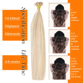 Packaging of Sunny Hair Flat Tip Hair Extensions Ash Blonde