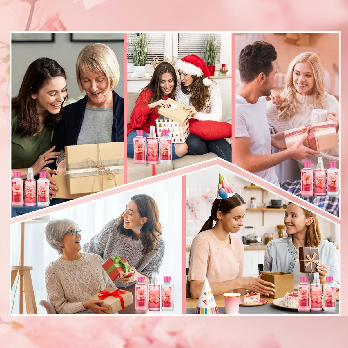 Packaging of the Japanese Cherry Blossom Bath Set on a flat surface
