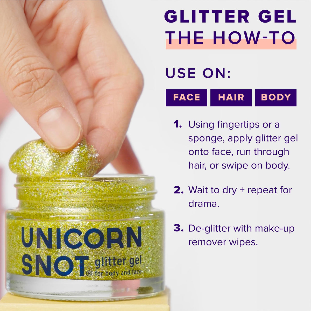 Packaging of UNICORN SNOT Holographic Body Glitter Gel