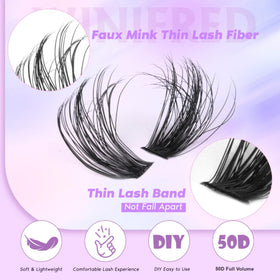 Packaging of Winifred Lash Clusters 50D Volume Eyelash Extensions