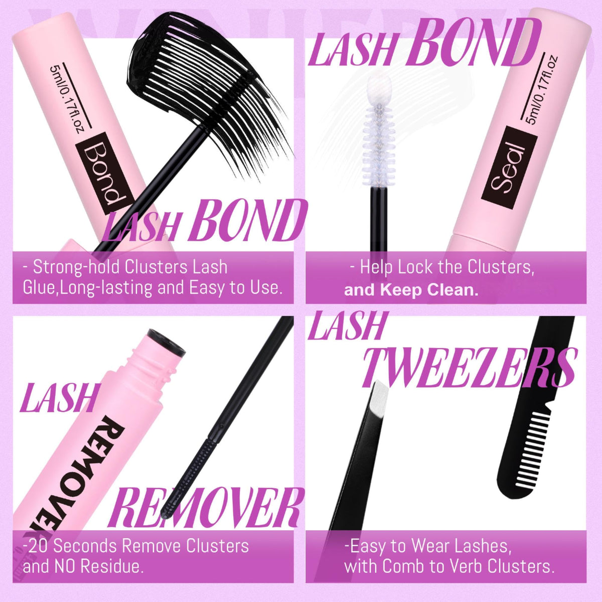Packaging of Winifred Lash Clusters Kit on display
