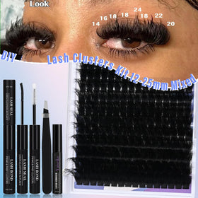 Packaging of Yaiseiko Mega Lash Clusters Kit showing contents