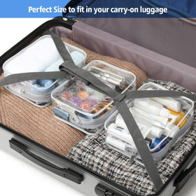 PACKISM Clear Makeup Bag filled with travel size toiletries