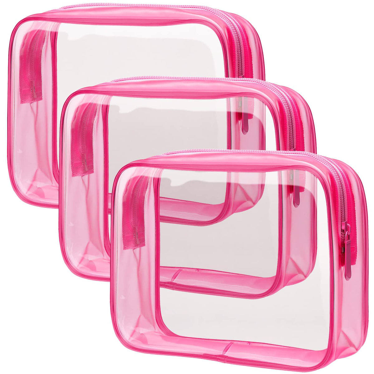 PACKISM Clear Makeup Bag front view in hot pink