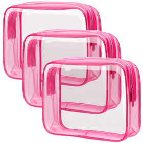 PACKISM Clear Makeup Bag front view in hot pink