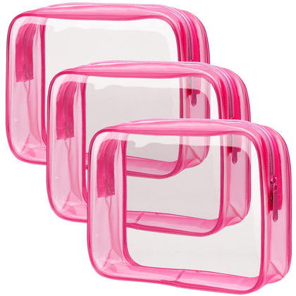 PACKISM Clear Makeup Bag front view in hot pink
