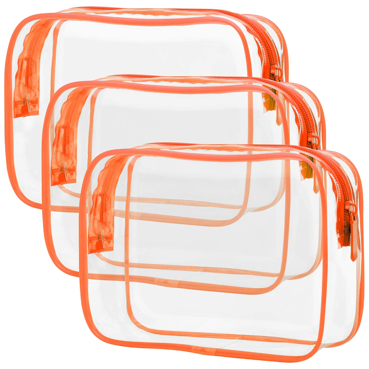 PACKISM Clear Makeup Bag front view in orange