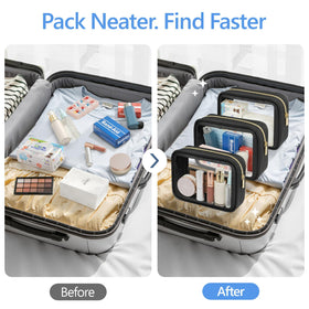PACKISM Clear Makeup Bag in a car console for organization