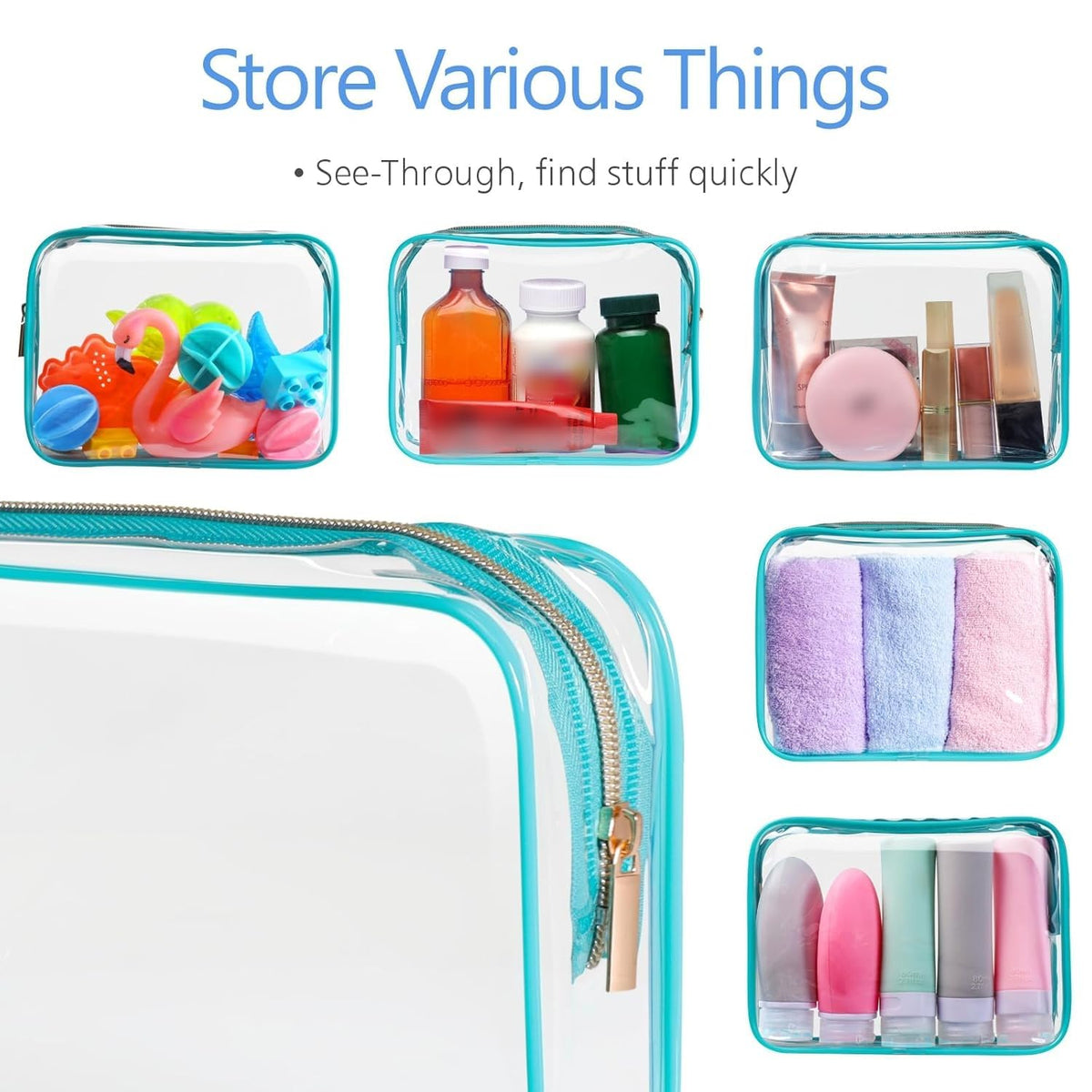 PACKISM Clear Makeup Bag showing reinforced seams