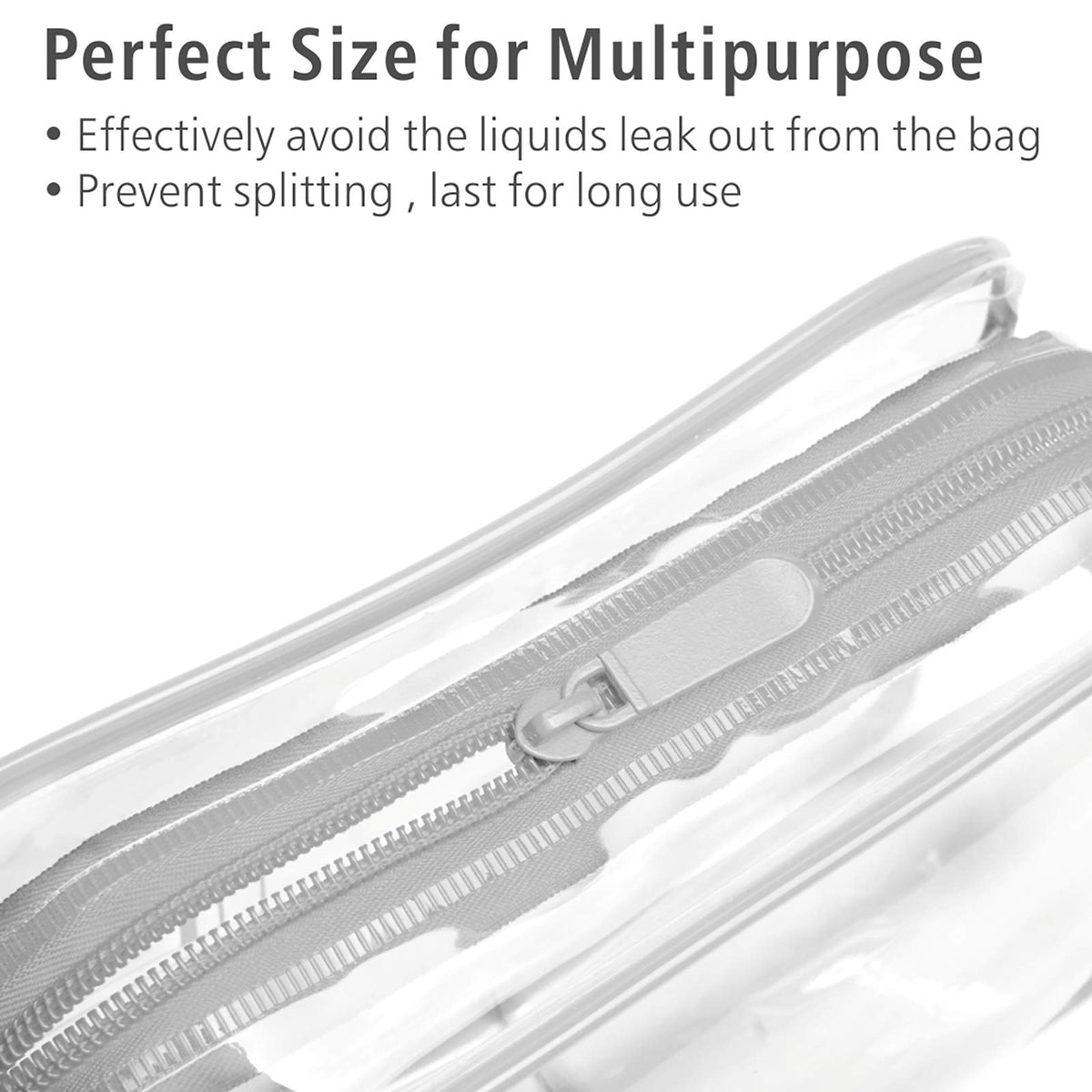 PACKISM Clear Makeup Bag side view with dimensions