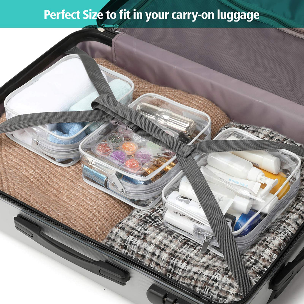 PACKISM Clear Makeup Bag with deodorizing bag included