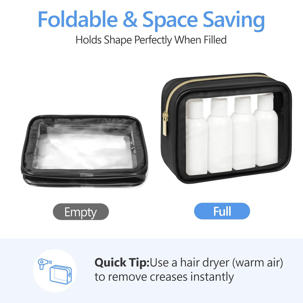 PACKISM Clear Makeup Bag with deodorizing packet included