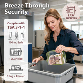 PACKISM TSA Approved Clear Makeup Bag showing reinforced seams