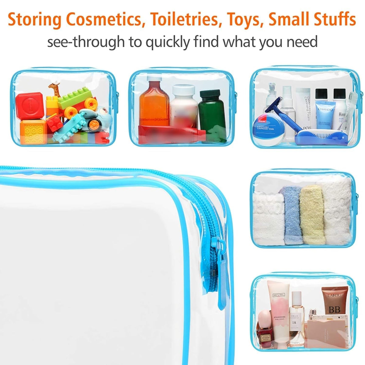PACKISM TSA Approved clear makeup bag with deodorizing pouch