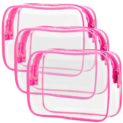 PACKISM TSA Approved Clear Toiletry Bag front view in fuchsia pink