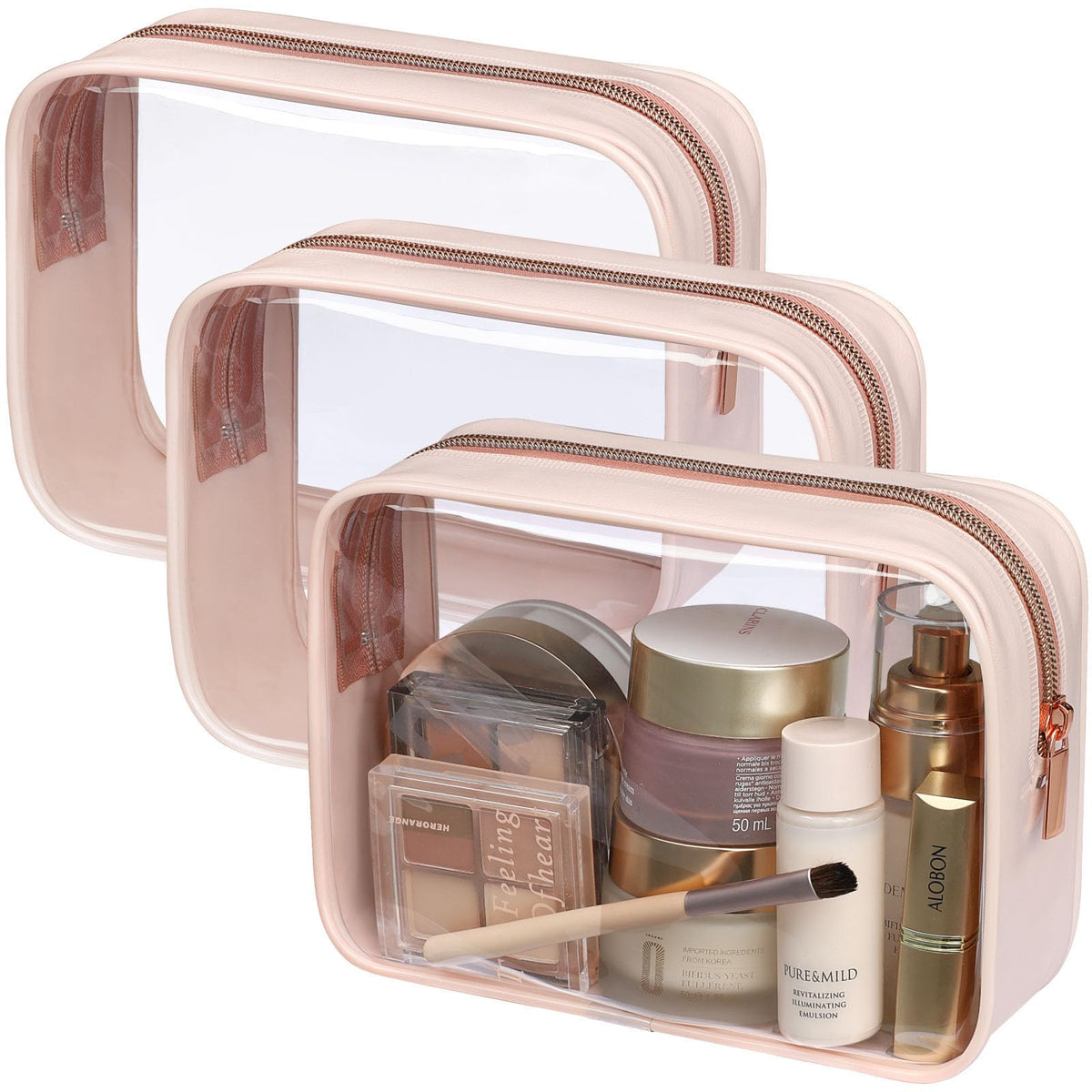 PACKISM TSA Approved Toiletry Bag front view in Nude Pink