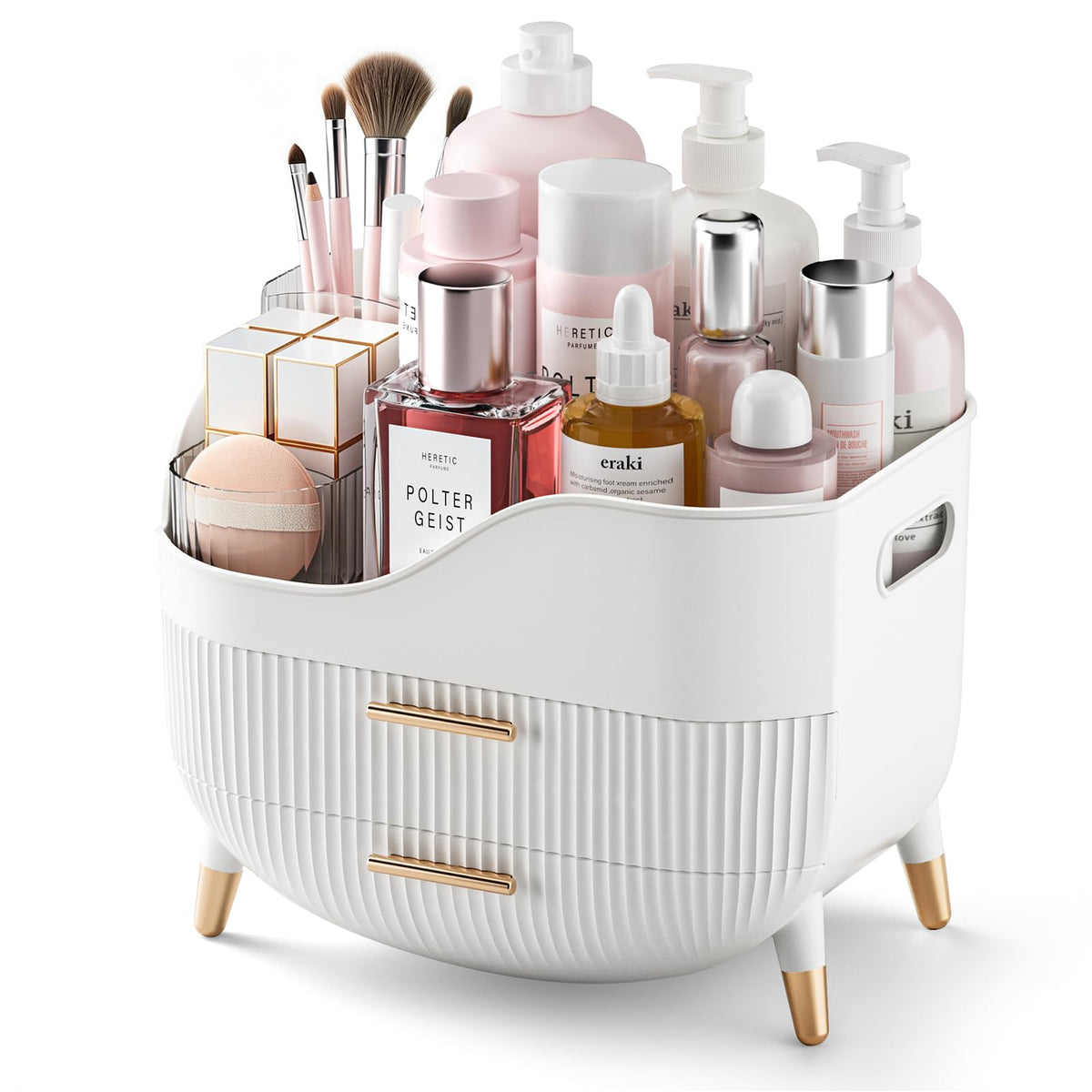 Pajiriona Makeup Organizer front view with two drawers