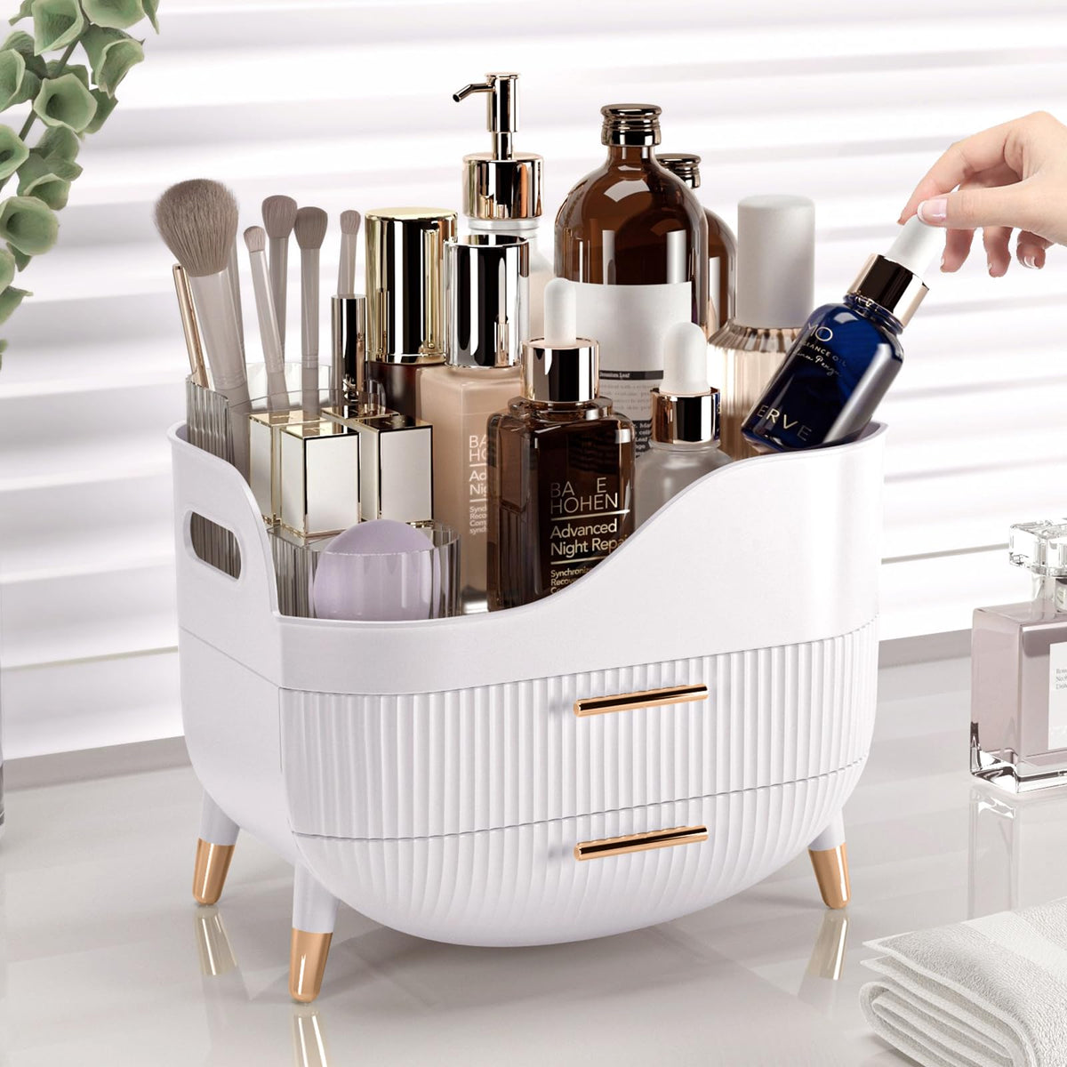 Pajiriona Makeup Organizer on bathroom countertop
