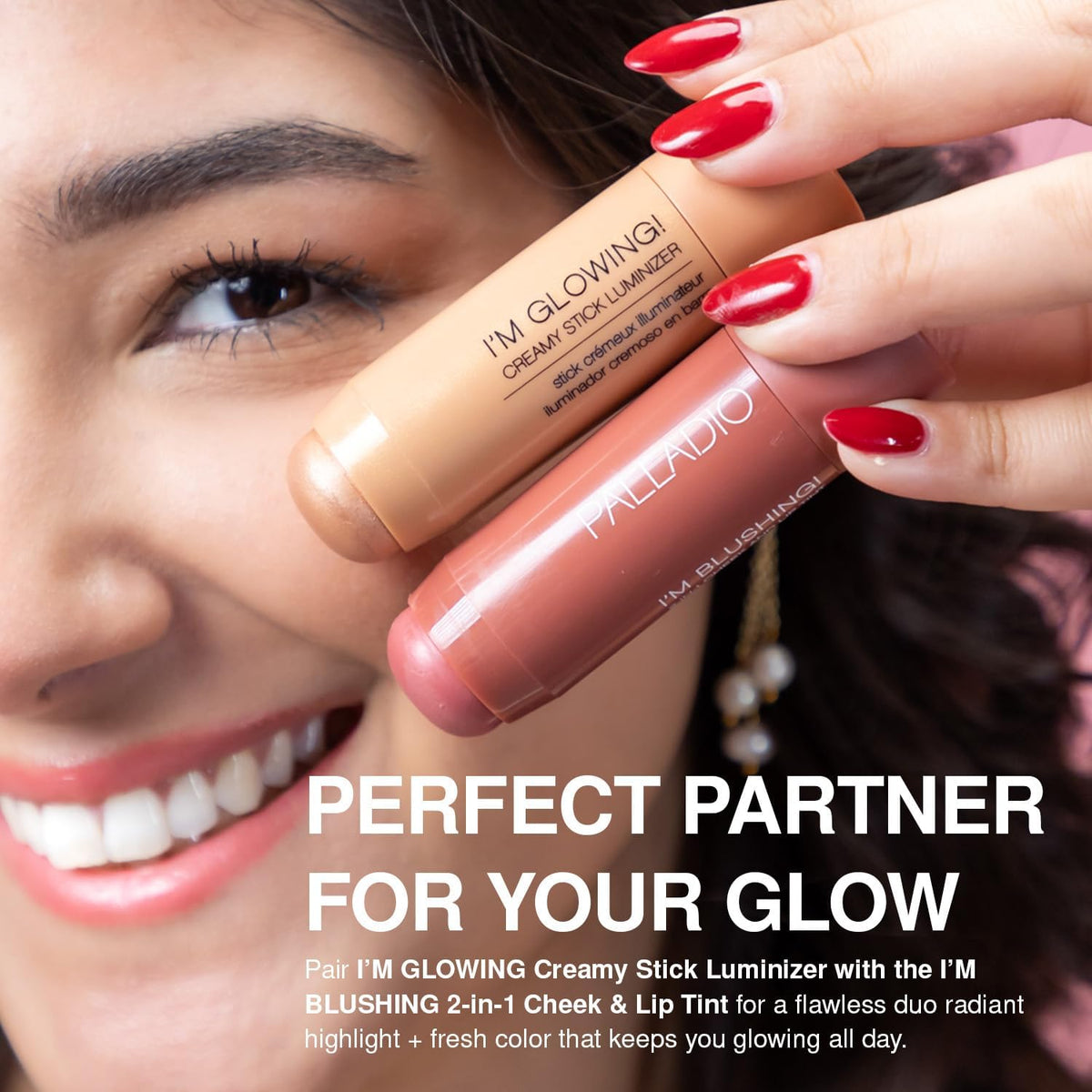 Palladio I'm Blushing 2-in-1 Cheek & Lip Tint on a vanity