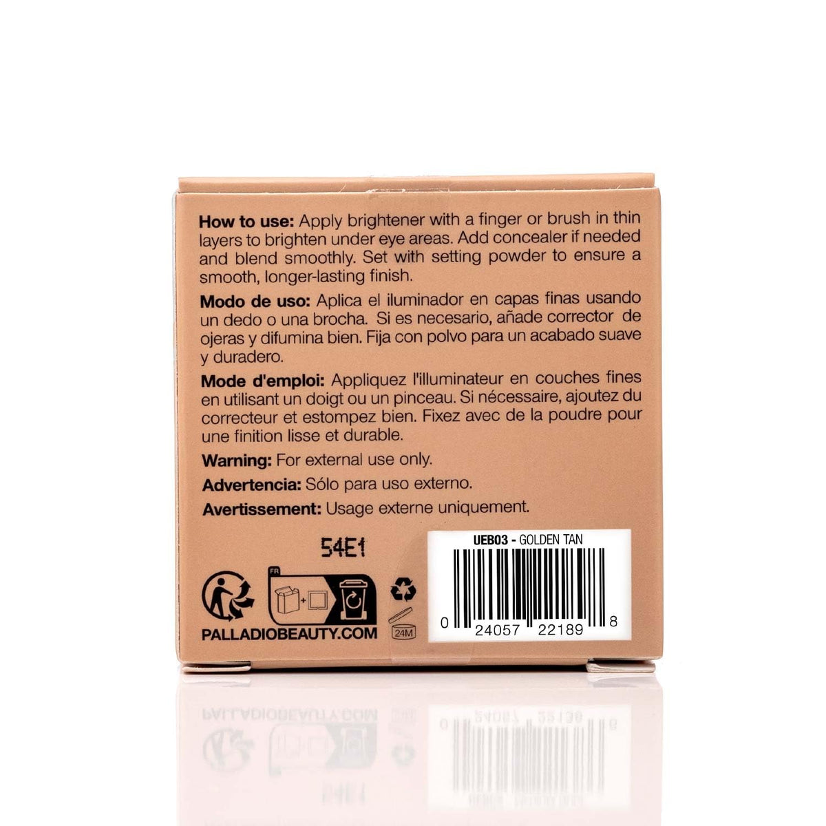 Palladio Under Eye Brightener Golden Tan 40g ingredients list