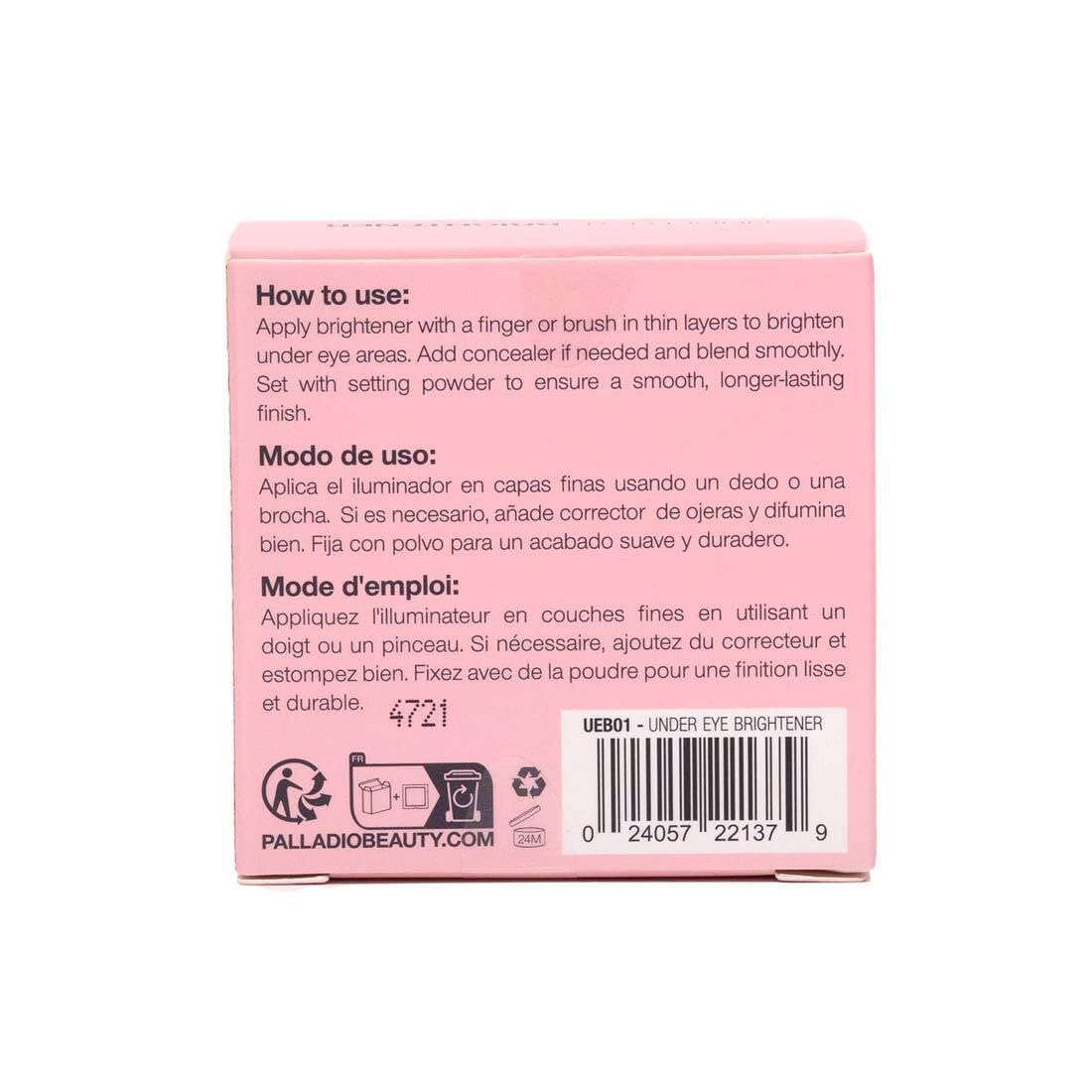 Palladio Under Eye Brightener Soft Pink in use