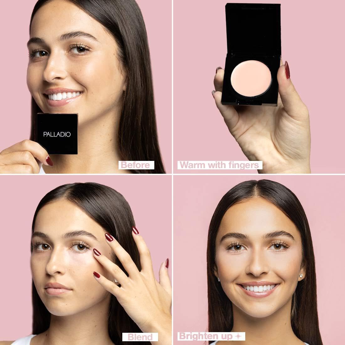 Palladio Under Eye Brightener Soft Pink texture on skin